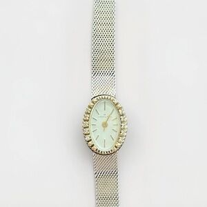 Vintage Hamilton 10K GF Diamond Watch Women’s Oval Manual Mesh Band